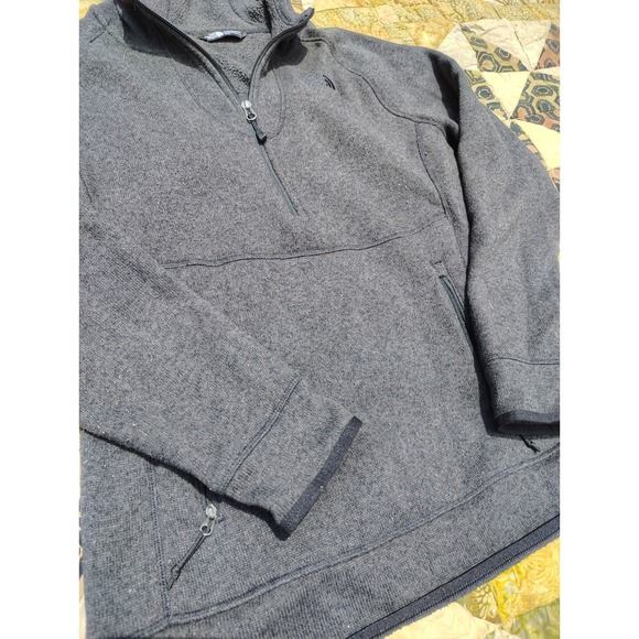 The North Face Hoodie Womens Large Grey Knit Fleece Half-Zip Sweater‎ Pockets - Picture 1 of 10